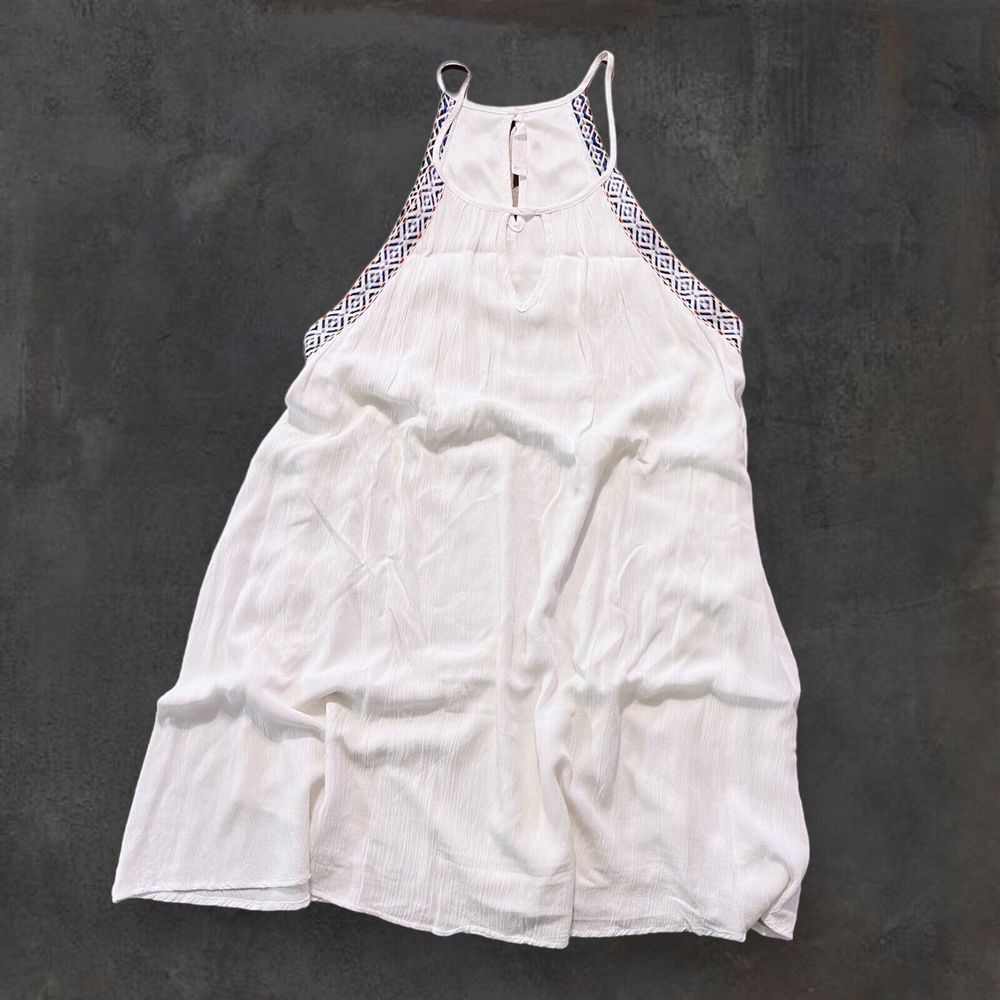 Peach Love White Tunic Women's Size M Sleeveless‎ Spaghetti Straps Lined Boho